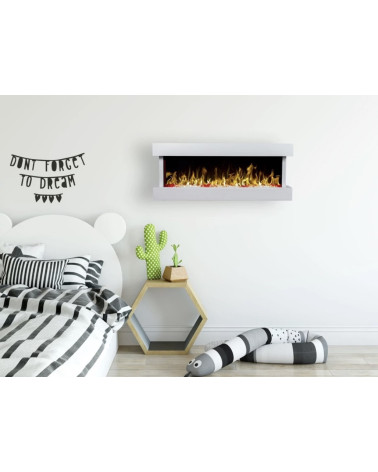 CHEMINÉE ÉLECTRIQUE MURALE MATHIEU - 130CM BLANCHE